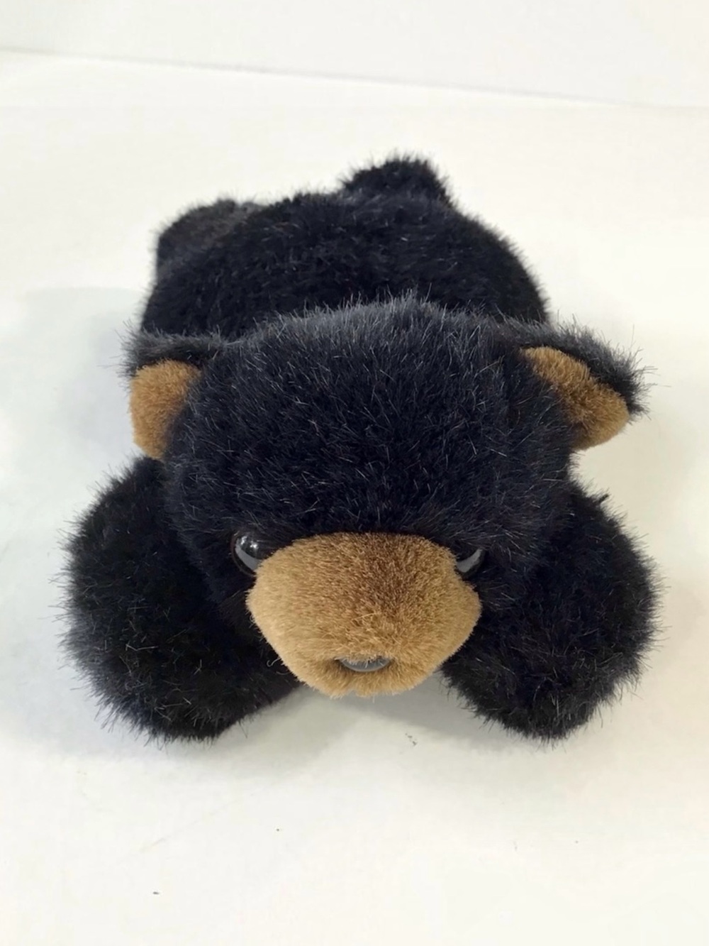 Vintage Black Bear Plush 9” Stuffed Animal Realistic Soft Fur Bean Filled